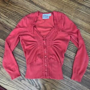 Anthropologie Rosie Neira pink fitted cardigan